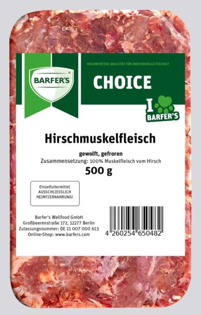 Hirschmuskelfleisch gewolft 500g Packung