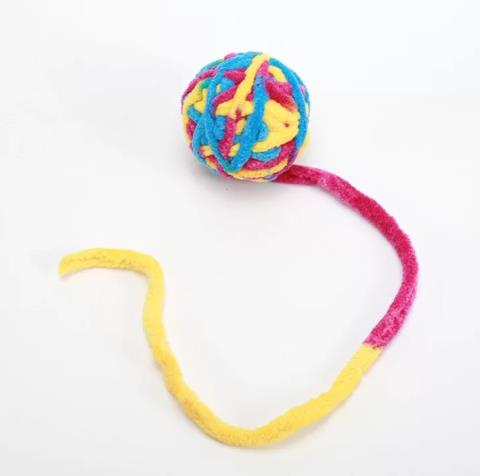 Katzenspielzeug Ball mit Seil Blau - Gelb - Rot