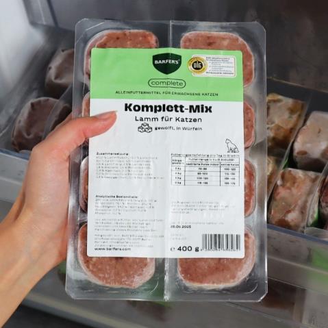 Komplett-Mix Lamm für Katzen Würfel 8x50g Packung