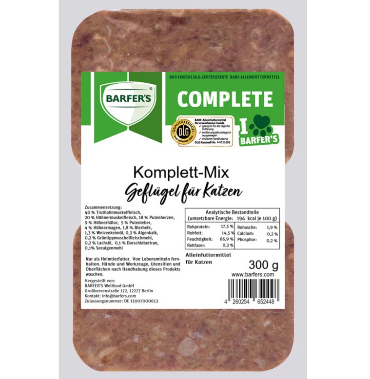 Komplett-Mix Geflügel für Katzen 2x150g Packung