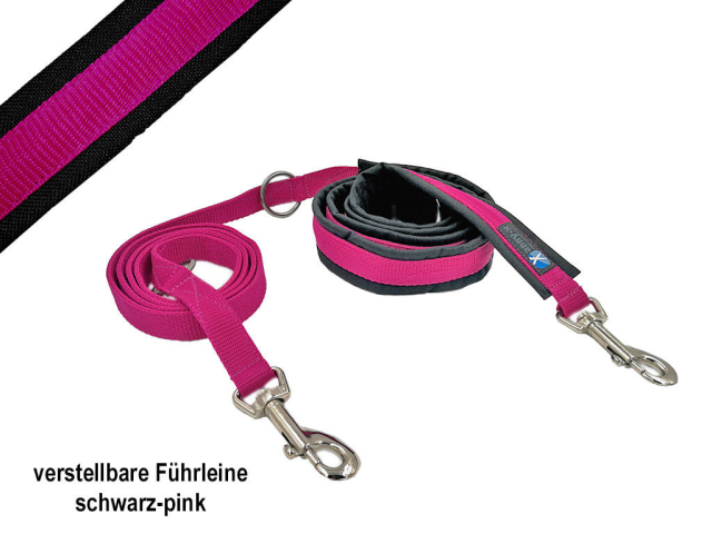 gepolsterte Führleine schwarz/pink 1,5cm breit