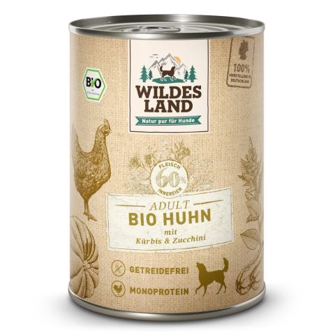 Wildes Land Bio Huhn mit Kürbis & Zucchini  400g Dose